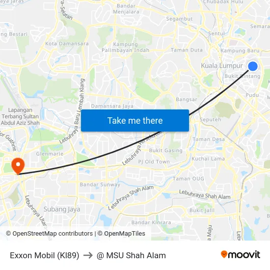 Exxon Mobil (Kl89) to @ MSU Shah Alam map