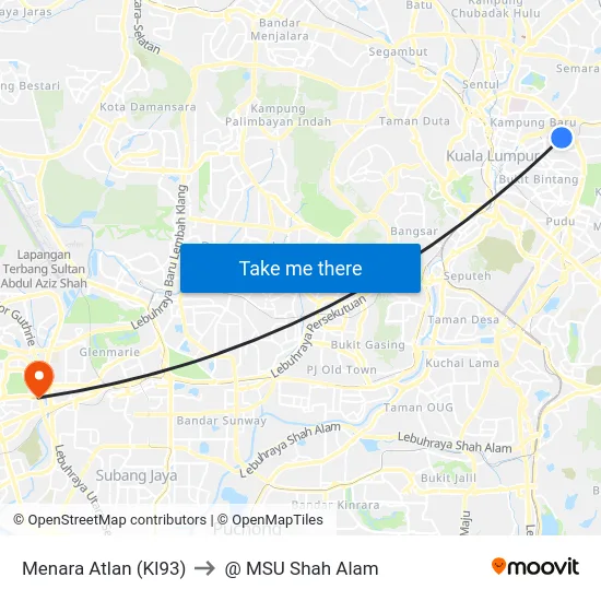 Menara Atlan (Kl93) to @ MSU Shah Alam map