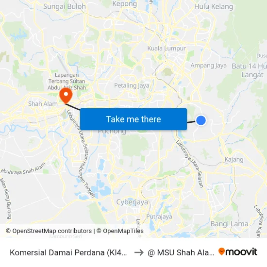 Komersial Damai Perdana (Kl421) to @ MSU Shah Alam map
