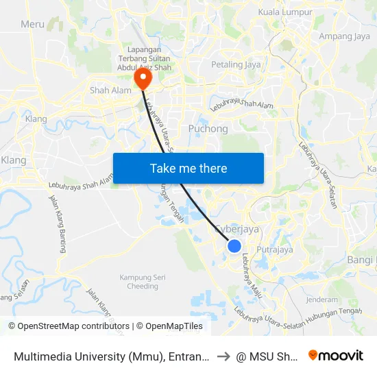 Multimedia University (Mmu), Entrance B (Opp) (Sp340) to @ MSU Shah Alam map