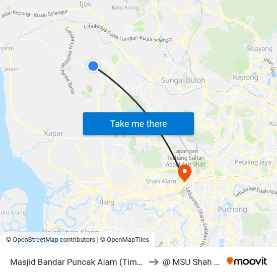 Masjid Bandar Puncak Alam (Timur) (Ks2) to @ MSU Shah Alam map