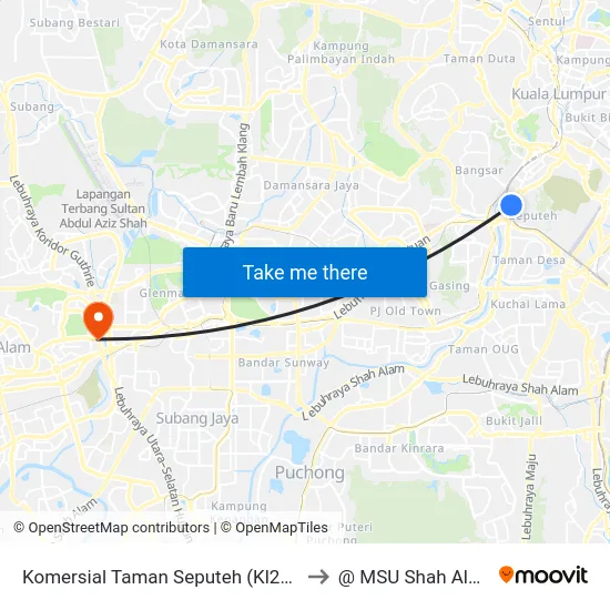 Komersial Taman Seputeh (Kl278) to @ MSU Shah Alam map