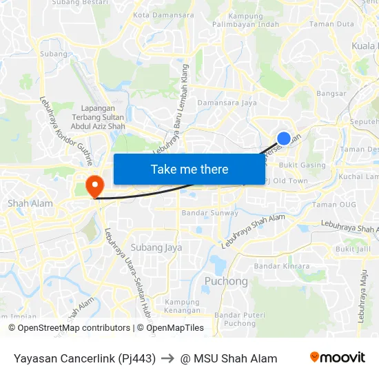 Yayasan Cancerlink (Pj443) to @ MSU Shah Alam map