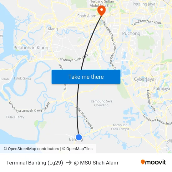 Terminal Banting (Lg29) to @ MSU Shah Alam map