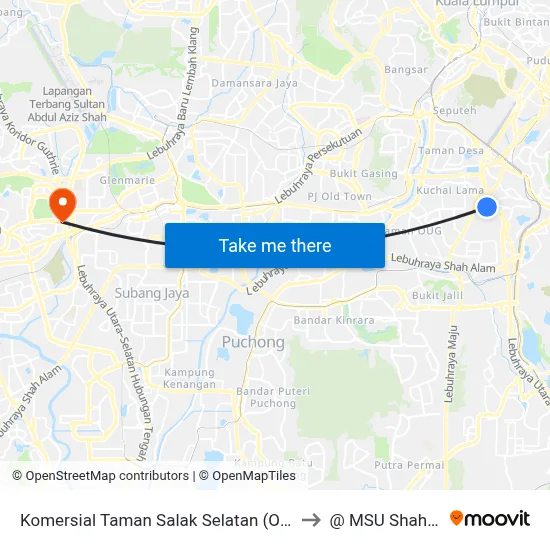Komersial Taman Salak Selatan (Opp) (Kl795) to @ MSU Shah Alam map