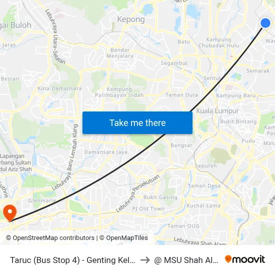 Taruc (Bus Stop 4) - Genting Kelang to @ MSU Shah Alam map