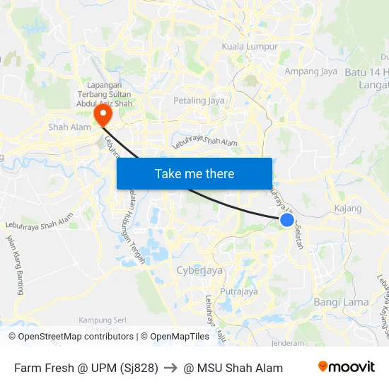 Farm Fresh @ UPM (Sj828) to @ MSU Shah Alam map