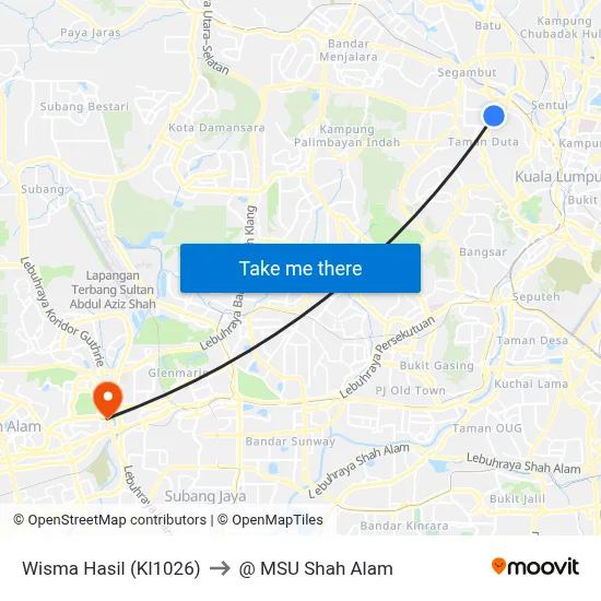 Wisma Hasil (Kl1026) to @ MSU Shah Alam map