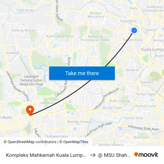 Kompleks Mahkamah Kuala Lumpur (Kl1895) to @ MSU Shah Alam map