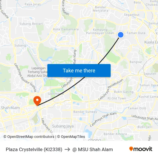 Plaza Crystelville (Kl2338) to @ MSU Shah Alam map