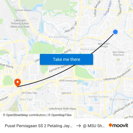 Pusat Perniagaan SS 2 Petaling Jaya (Selatan) (Pj347) to @ MSU Shah Alam map