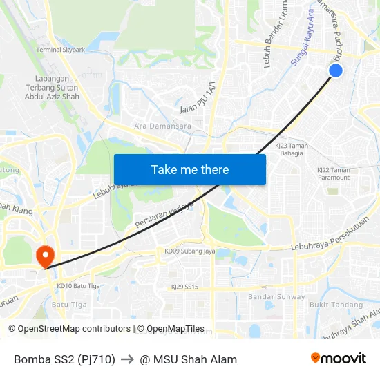 Bomba SS2 (Pj710) to @ MSU Shah Alam map