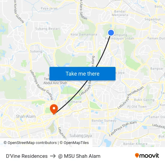D'Vine Residences to @ MSU Shah Alam map