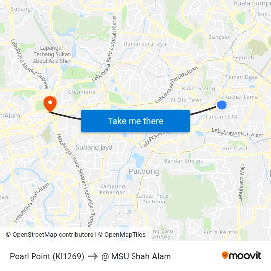 Pearl Point (Kl1269) to @ MSU Shah Alam map