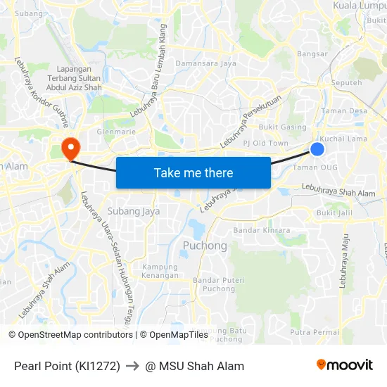 Pearl Point (Kl1272) to @ MSU Shah Alam map