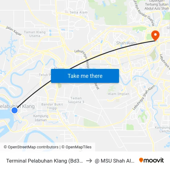 Terminal Pelabuhan Klang (Bd344) to @ MSU Shah Alam map