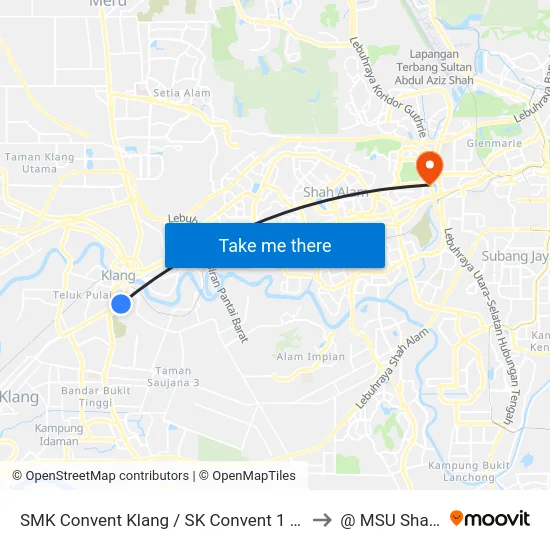 SMK Convent Klang / SK Convent 1 & 2 Klang (Bd53) to @ MSU Shah Alam map