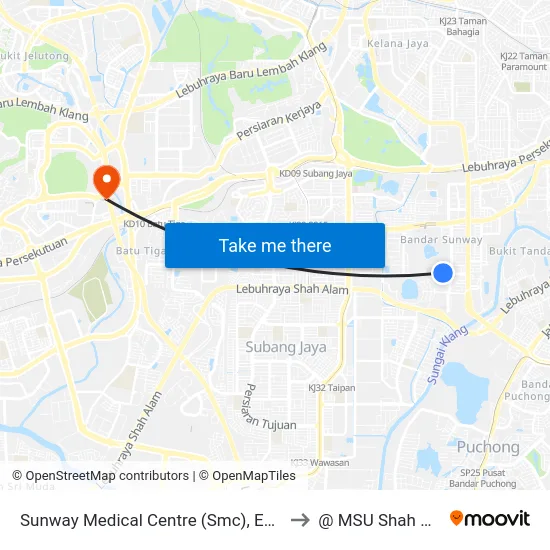 Sunway Medical Centre (Smc), Entrance to @ MSU Shah Alam map