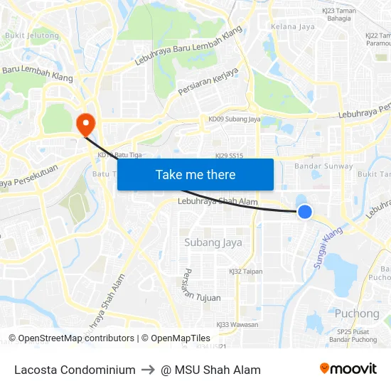 Lacosta Condominium to @ MSU Shah Alam map