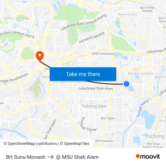 Brt Sunu-Monash to @ MSU Shah Alam map