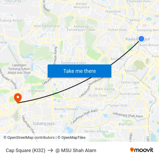Cap Square (Kl32) to @ MSU Shah Alam map