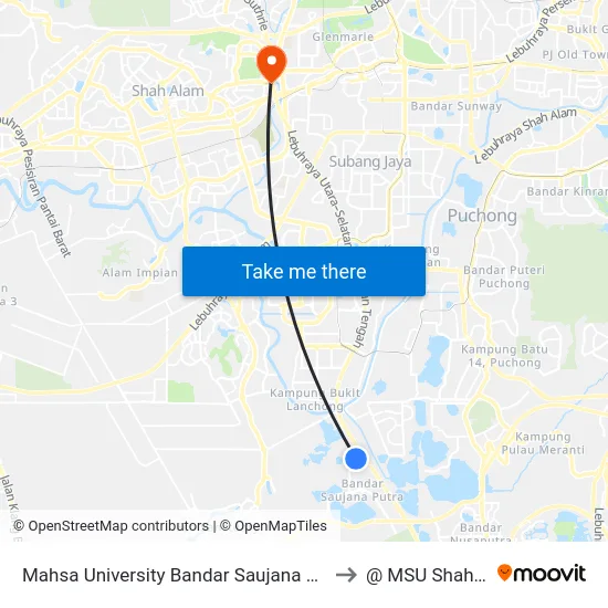 Mahsa University Bandar Saujana Putra (Lg24) to @ MSU Shah Alam map