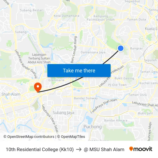 10th Residential College (Kk10) to @ MSU Shah Alam map