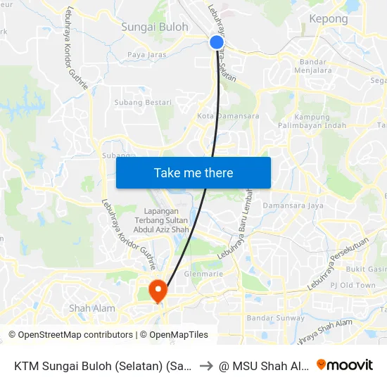 KTM Sungai Buloh (Selatan) (Sa898) to @ MSU Shah Alam map
