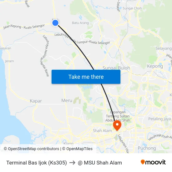Terminal Bas Ijok (Ks305) to @ MSU Shah Alam map
