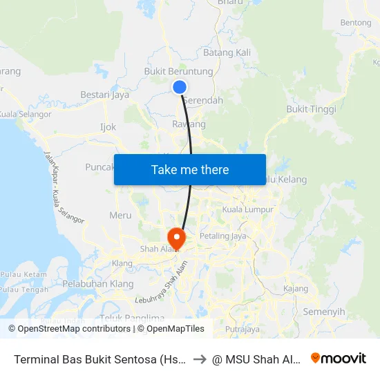 Terminal Bas Bukit Sentosa (Hs57) to @ MSU Shah Alam map