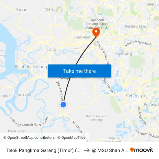 Telok Panglima Garang (Timur) (Lg173) to @ MSU Shah Alam map