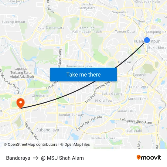 Bandaraya to @ MSU Shah Alam map