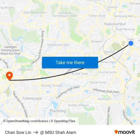 Chan Sow Lin to @ MSU Shah Alam map