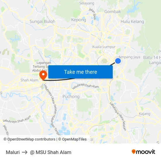 Maluri to @ MSU Shah Alam map