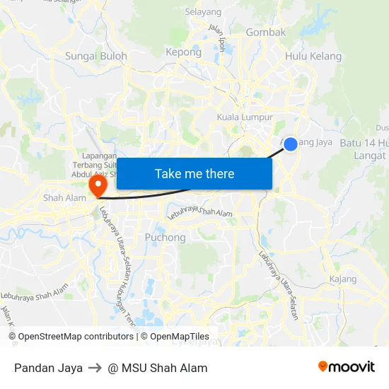 Pandan Jaya to @ MSU Shah Alam map