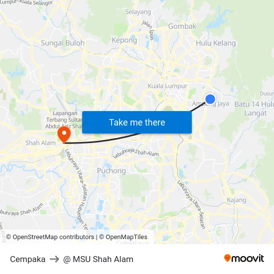 Cempaka to @ MSU Shah Alam map