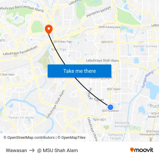 Wawasan to @ MSU Shah Alam map