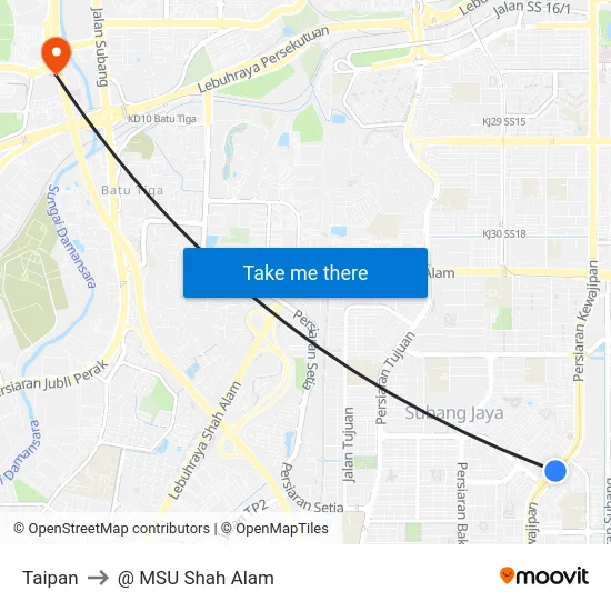 Taipan to @ MSU Shah Alam map