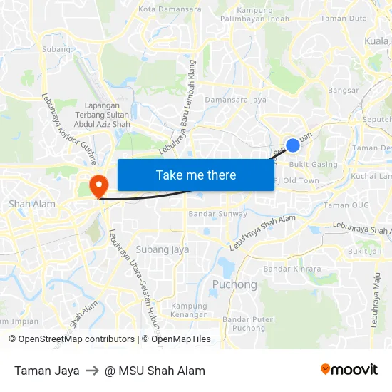 Taman Jaya to @ MSU Shah Alam map