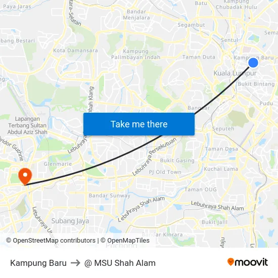 Kampung Baru to @ MSU Shah Alam map