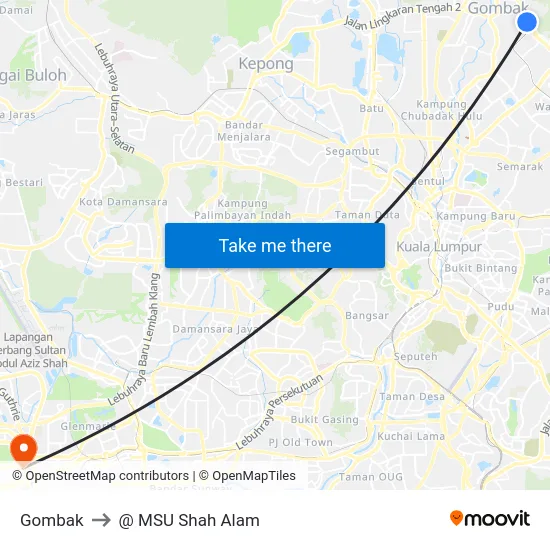 Gombak to @ MSU Shah Alam map