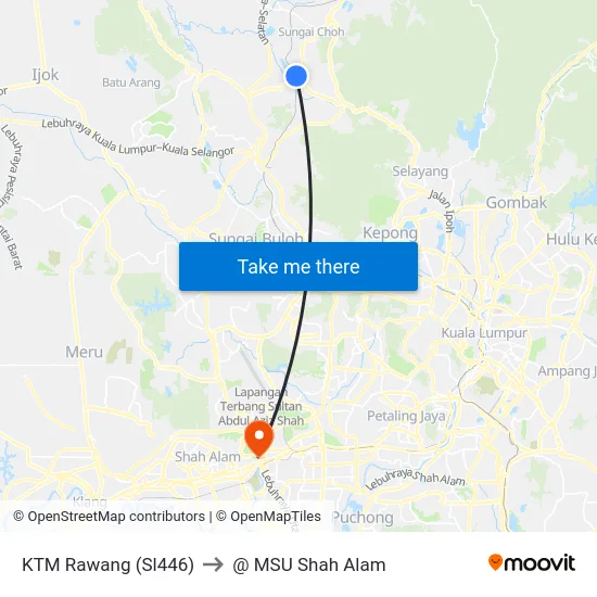 KTM Rawang (Sl446) to @ MSU Shah Alam map