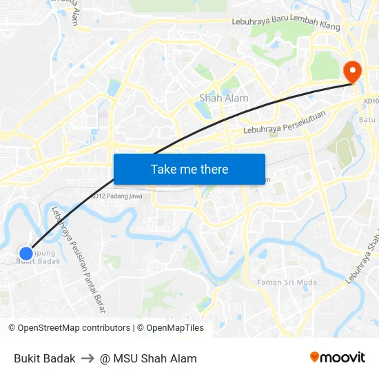 Bukit Badak to @ MSU Shah Alam map