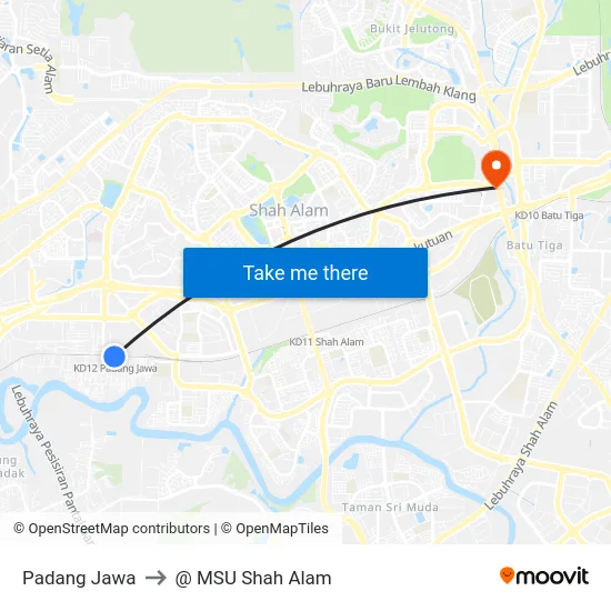 Padang Jawa to @ MSU Shah Alam map
