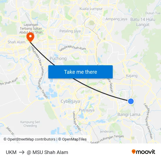 UKM to @ MSU Shah Alam map