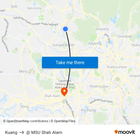Kuang to @ MSU Shah Alam map