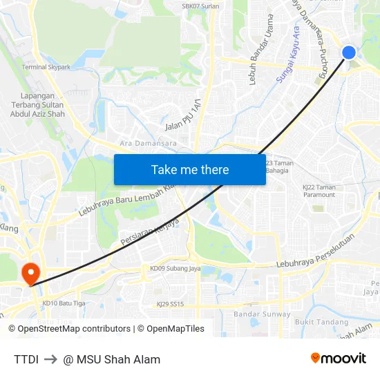 TTDI to @ MSU Shah Alam map