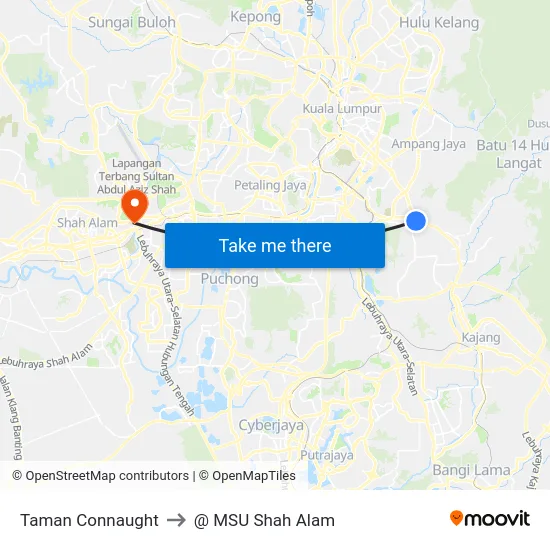 Taman Connaught to @ MSU Shah Alam map