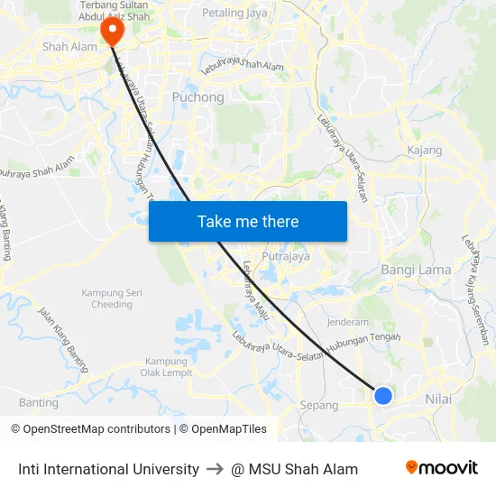 Inti International University to @ MSU Shah Alam map