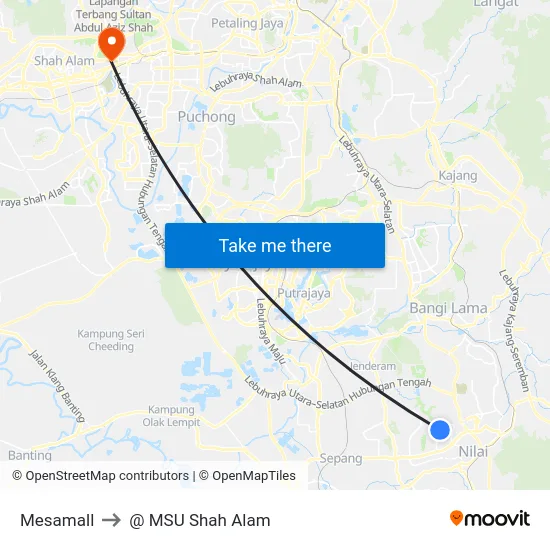 Mesamall to @ MSU Shah Alam map